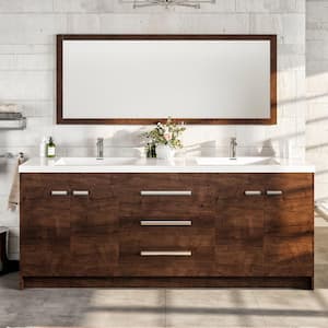 Lugano 84 in. W x 19 in. D x 36 in. H Double Bath Vanity in Rosewood with White Acrylic Top and White Integrated Sinks