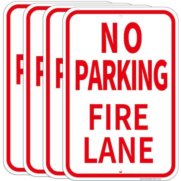 4 Pack Aluminum Reflective Fire Lane No Parking Signs Engineering Grade Rust Proof Weather Resistant Easy Install