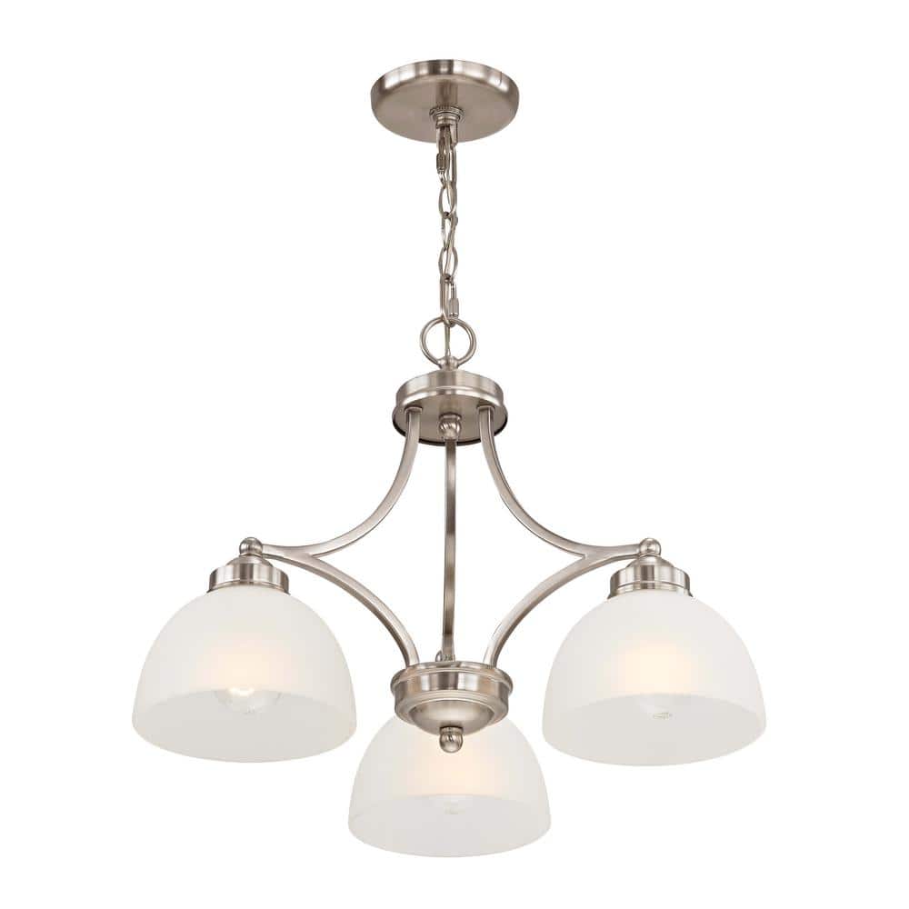 Somerset Mini 3-Light Chandelier in Brushed Nickel with Satin Glass