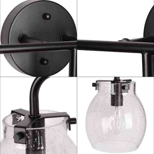 LNC Modern Black Vanity Light 3-Light Linear Classic Bathroom Wall