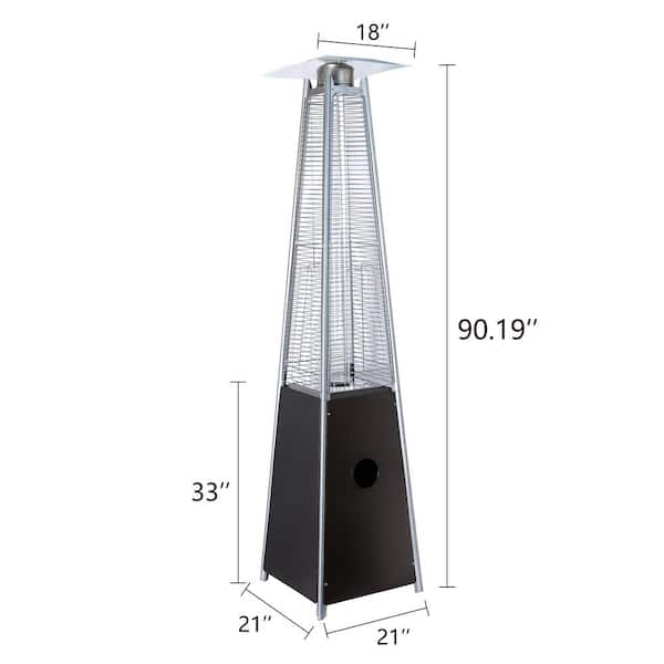 Leerling Verslagen Nu 90 in. 40,000 BTU Electronic Ignition Glass Tube Pyramid Flame Gas Patio  Heater, Black Steel ZZD0KN211112003 - The Home Depot
