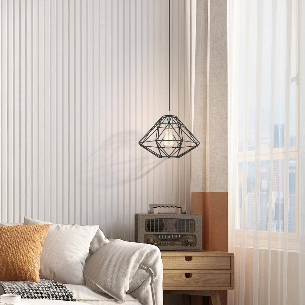 Geometric Black and Nickel Mini LED Pendant Light
