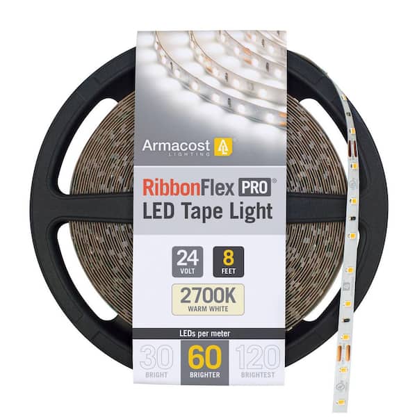 Armacost Lighting RibbonFlex Pro 8 ft. (2.5 m) 24-Volt LED White Strip Light Tape 60 LED/m 2700K