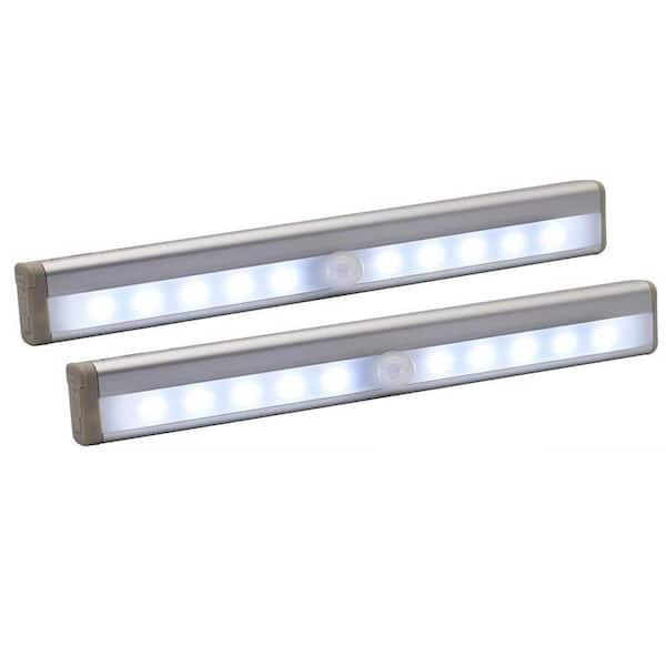 Motion Activated RV Step Lights, 10 LED Battery Operated Light Strip with Magnet for Motorhome & Camper, White (2 Pack)