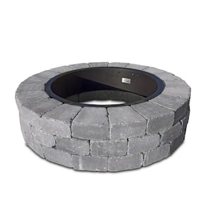 Grand 48 in. W x 12 in. H Round Concrete Wood Burning Fire Pit Kit in Cascade