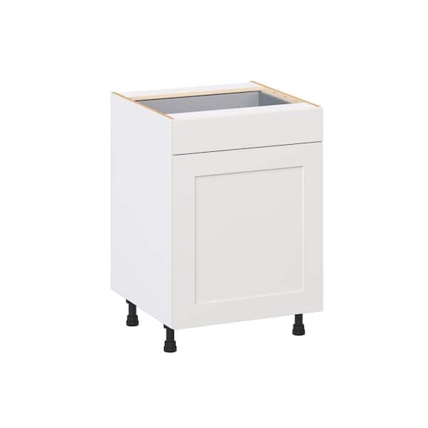 J COLLECTION Roseland 24 in. W x 24 in. D x 34.5 in. H Assembled Shaker Triple Trash Can Kitchen Cabinet in Warm White with Drawer