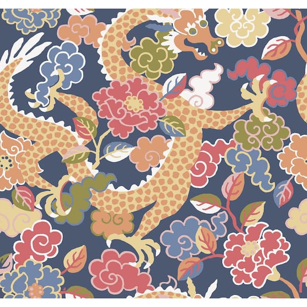 A-Street Prints Yanci Orange Dragon Matte Non Woven Wallpaper Roll
