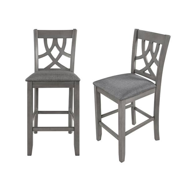 Wateday Gray Upholstered Dining Side Chair with Cross Back (Set of