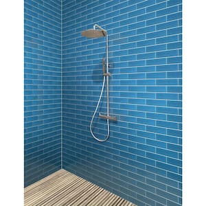 Ocean Blue 3-in. x 12-in. Matte Finished Glass Mosaic Floor and Wall Tile (5 Sq ft/case)