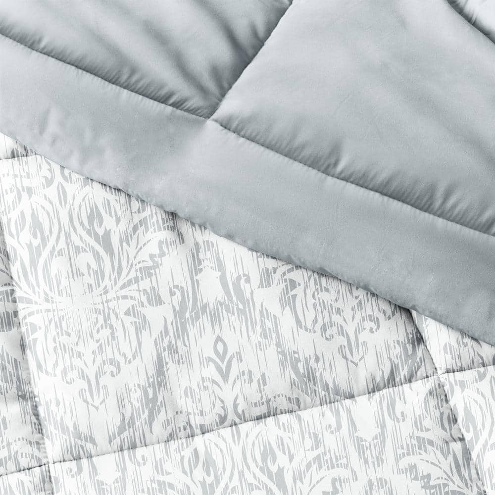 Twin Blue Reversible Down Microfiber Comforter Set