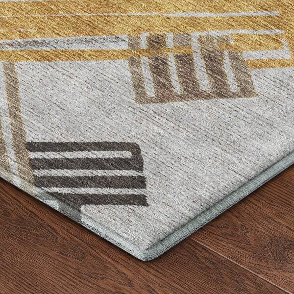 Mayfield Premium Machine Washable Abstract AMF2452 Gray 10 ft. x 14 ft. Area Rug
