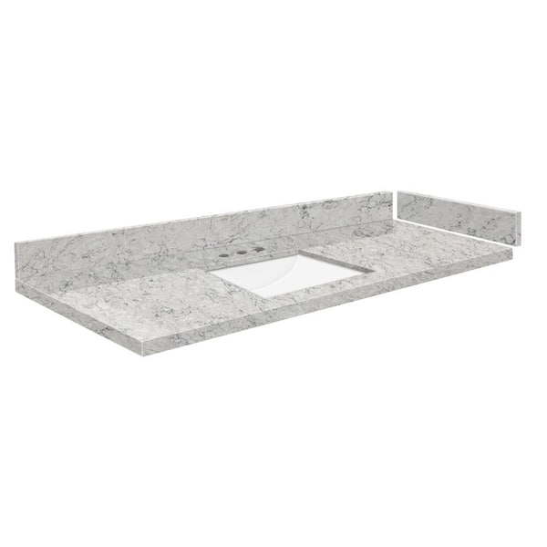 Transolid Silestone 49.5 in. W x 22.25 in. D Quartz White Rectangular Single Sink Vanity Top in Pietra
