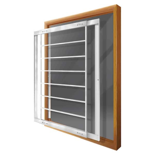 Removable 21 in. to 28 in. Adjustable Width 8-Bar Window Guard, White