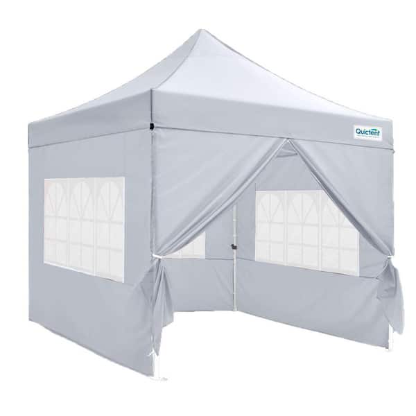 10 ft. x 10 ft. White Heavy Duty Pop Up Canopy Tent with Enclosed Sidewalls, Outdoor Gazebo for Party, Wedding