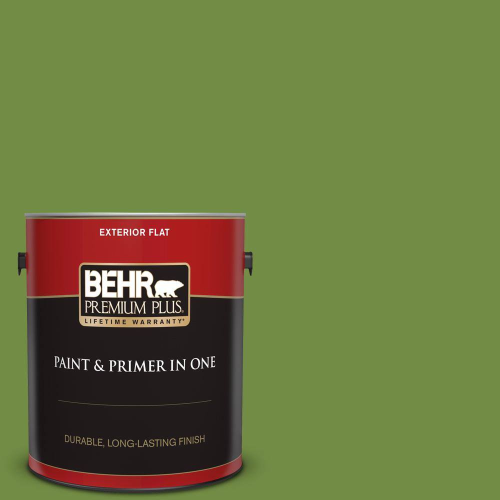 BEHR PREMIUM PLUS 1 gal. 420D6 Thyme Green Flat Exterior Paint and
