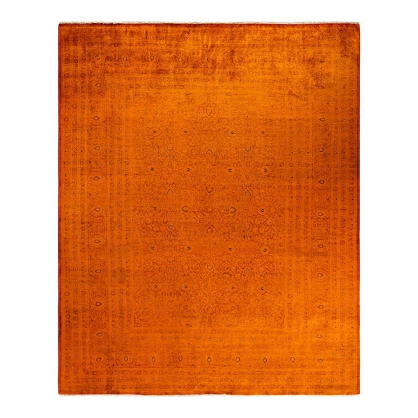 Overdyed Orange 9 ft. 3 in. x 11 ft. 6 in. Wool Indoor Area Rug
