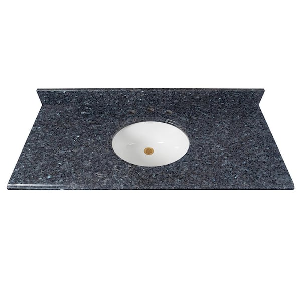 Home Decorators Collection 49 in. W x 22 in D Granite White Round Single Sink Vanity Top in Blue