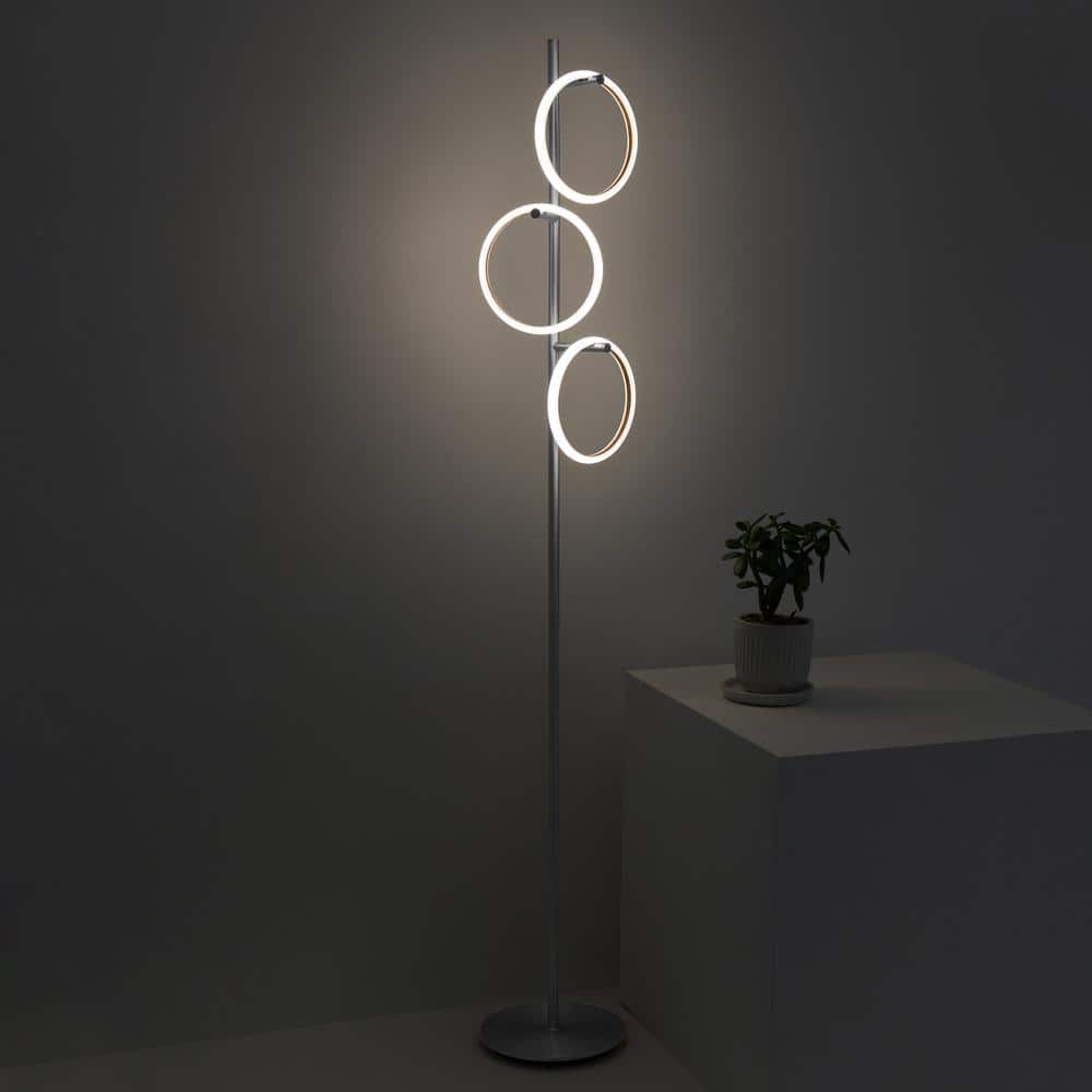 Saturn 66" Silver LED 3-Light Floor Lamp