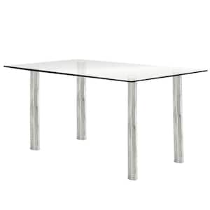 Oahu Glass Top Dining Table In Chrome Finish