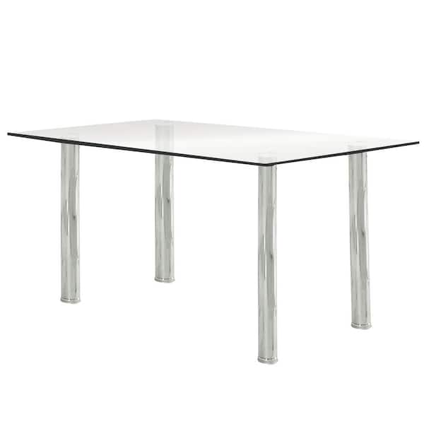 William's Home Furnishing Oahu Glass Top Dining Table In Chrome Finish CM8319T-TABLE - The Home ...