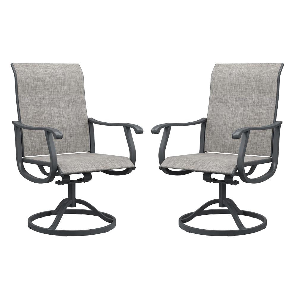 Gray Swivel Textilene Metal Outdoor Dining Chairs Set of 2, 360° Swivel  Patio Dining Chairs for Outdoor Use price history on PriceWatchPro