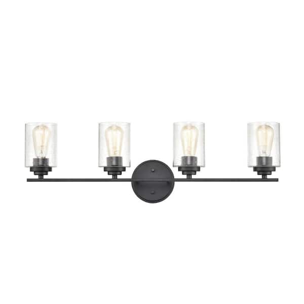 31.125 in. 4-Light Matte Black Vanity Light
