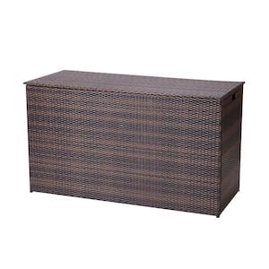 154-Gal. Extra Large Durable PE Rattan Wicker Outdoor Storage Deck Box in Brown with Soft Close Lid