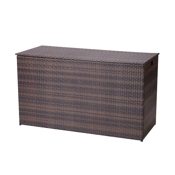 auditorium bewijs Kwade trouw Teamson Home 154 gal. Brown Rattan Wicker Outdoor Storage Deck Box  DH-0100OD - The Home Depot