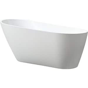 67 in. x 31.5 in. Acrylic Flatbottom Non-Whirlpool Bathtub in White Classic Oval Shape Soaking Tub with Chrome Overflow