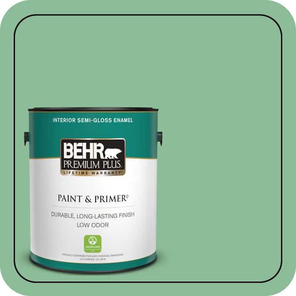 BEHR PREMIUM PLUS 1 gal. #M410-4 Garden Swing Semi-Gloss Enamel Low Odor Interior Paint & Primer