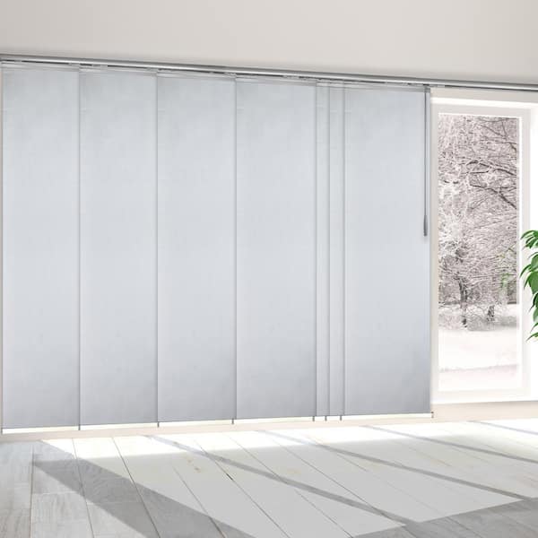 EMOH Aquamarine 110 in. - 153 in. W x 94 in. L Adjustable 7- Panel White Single Rail Panel Track with 23.5 in. Slates