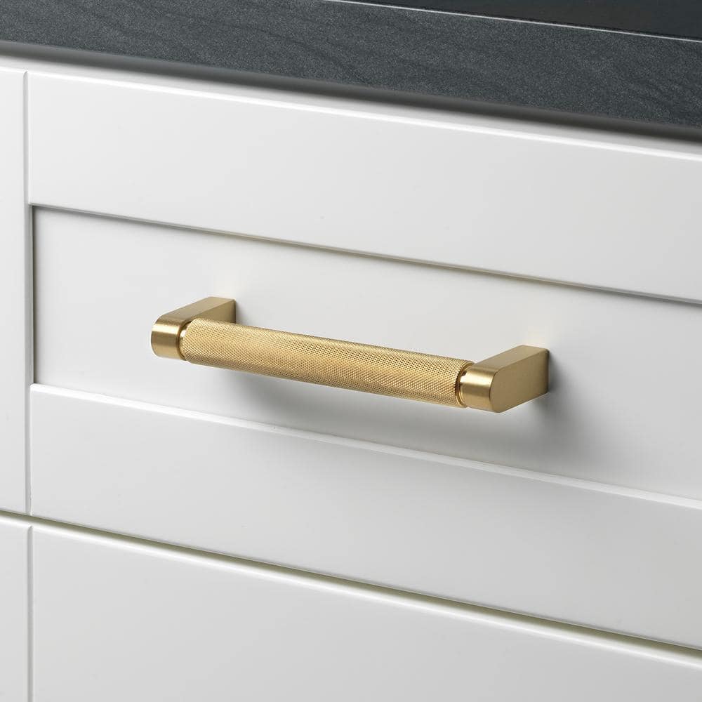 Satin Gold Knurled Bar Pull with Mounting Hardware