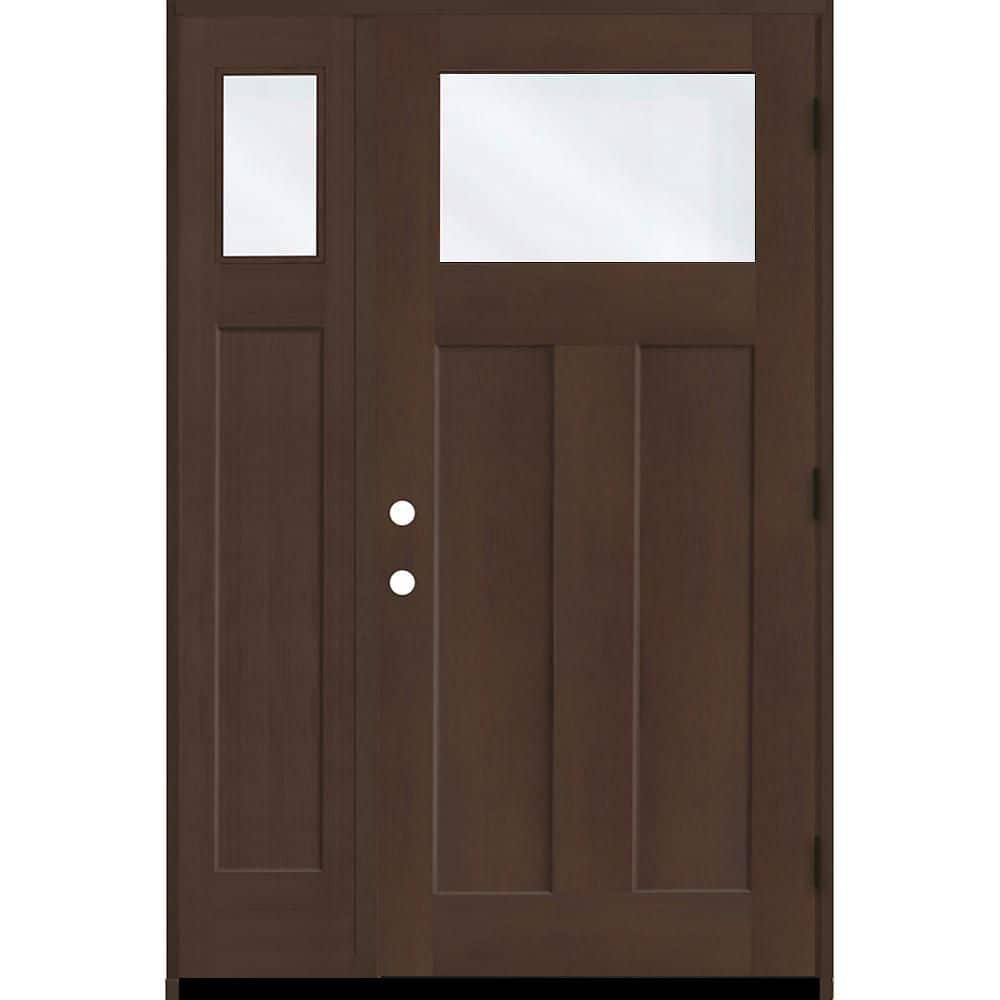 Regency 53 in. x 80 in. 1/4 TopL Clear Glass LHOS Hickory Fir Fiberglass Prehung Front Door w/14in-1/4Top SL 6-9/16 price history on PriceWatchPro