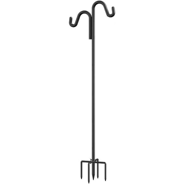 FAWEY TRED INC 92 in. Metal Double Hooks Heavy Duty Adjustable Bird Feeder Pole with Sturdy 5-Prong Base