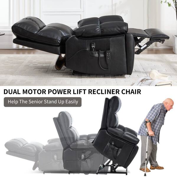 aisword Black Oversized Dual Motor Genuine Leather Power Lift