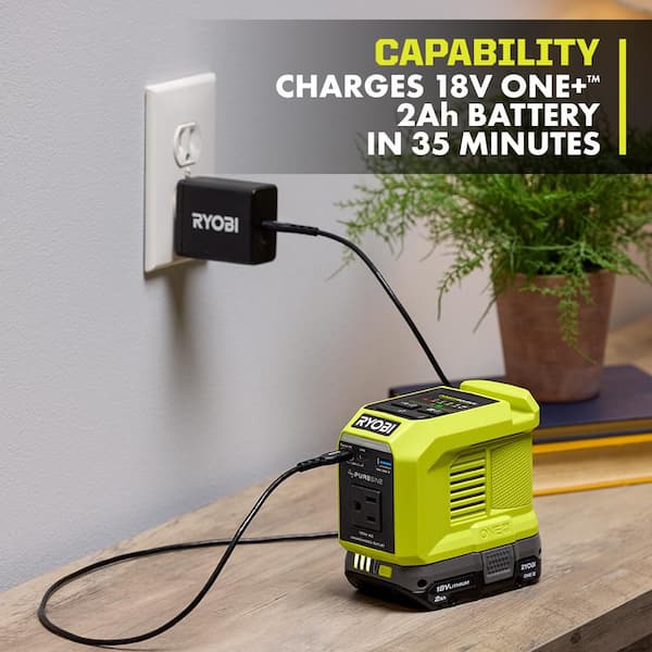 RYOBI ONE+ 18V 200-Watt Portable Battery Inverter Power Source and