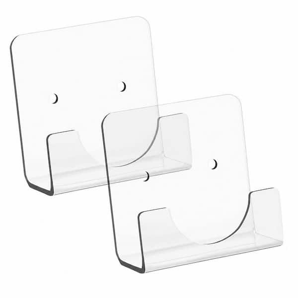 Clear Acrylic Shower Rod Holder Wall Mount Flange Set with Screws, Invisible Bracket for Tension Rods