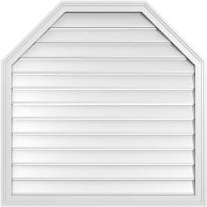 38 in. x 38 in. Octagonal Top Surface Mount PVC Gable Vent: Functional with Brickmould Frame
