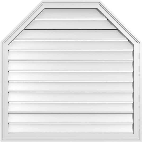 Ekena Millwork 38 in. x 38 in. Octagonal Top Surface Mount PVC Gable Vent: Functional with Brickmould Frame