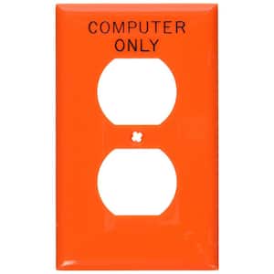 1-Gang 1 Duplex Receptacle, Stamped Computer Only Standard Size Nylon Wall Plate - Orange