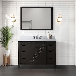 Marsyas 48 in W x 22 in D Brown Bath Vanity, White Quartz Countertop and 44 in Mirror