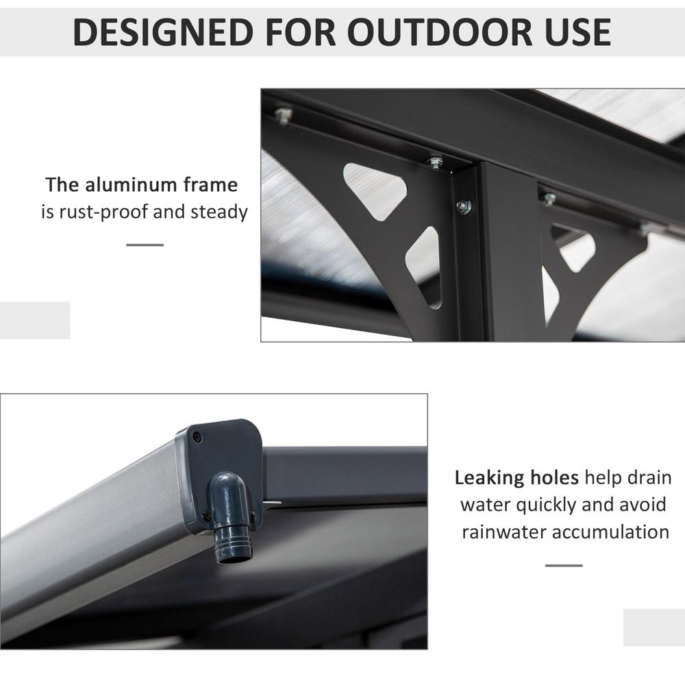 Gray Aluminum Pergola with Transparent UV Blocking Canopy