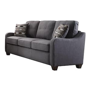Cleavon II 31 in. W Slope Arm Linen Bridgewater Straight with 2 Pillows Sofa in Gray