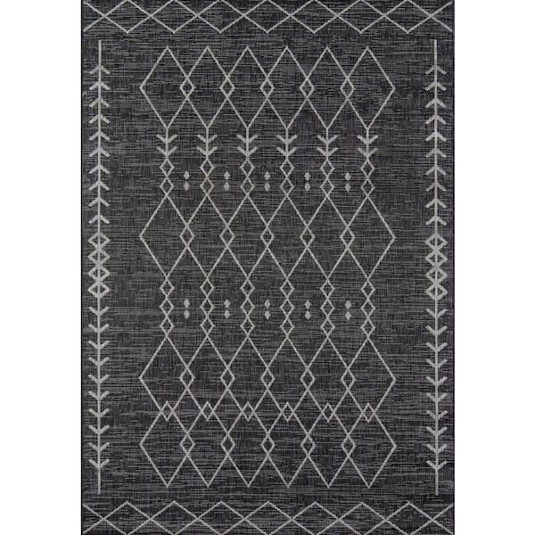 Novogratz by Momeni Villa Monaco Charcoal 3 ft. 11 in. x 5 ft. 7 in. Indoor Outdoor Rug