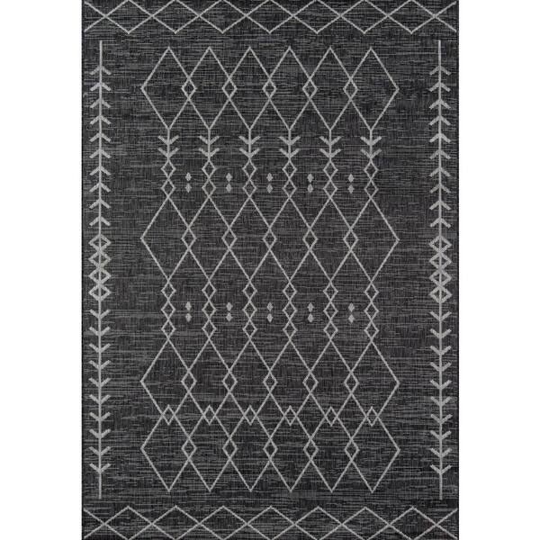 Novogratz by Momeni Villa Monaco Charcoal 5 ft. 3 in. x 7 ft. 6 in. Indoor Outdoor Rug