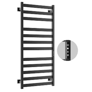 Electric Towel Warmer Wall Mount Heated Towel 12 Bars Plug in Hardwired Black