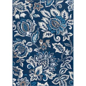 Madison Floral Dark Blue 8 ft. x 10 ft. Indoor Area Rug