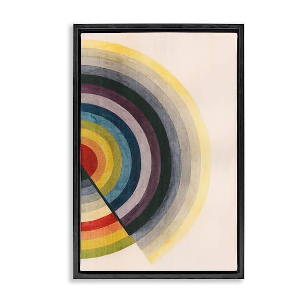 Stupell Industries Round Centric Pattern by Grace Popp Black Floater Frame Abstract Graphic Art Print 31 in. x 21 in.