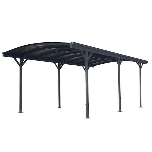 10 ft. x 19 ft. x 7 ft. Black Aluminium PC Outdoor Arch Carport with Aluminum Metal Frame and Polycarbonate Panels