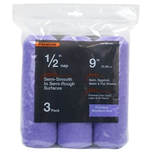 9 in.x 1/2 in.High-Capacity Polyester Knit Paint Roller Cover (3-Pack)